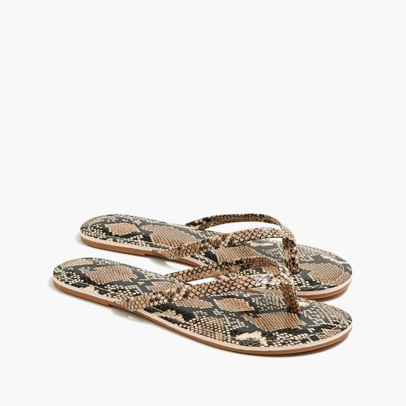 J.Crew Faux Snakeskin Flip Flops in Snake Prints, Size 10 - Picture 1 of 9